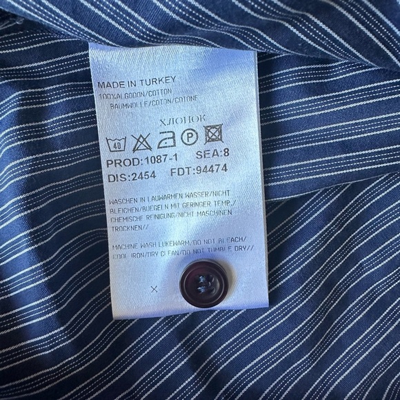 HUGO Men's Navy Pinstripe Dress Shirt - Picture 5 of 5